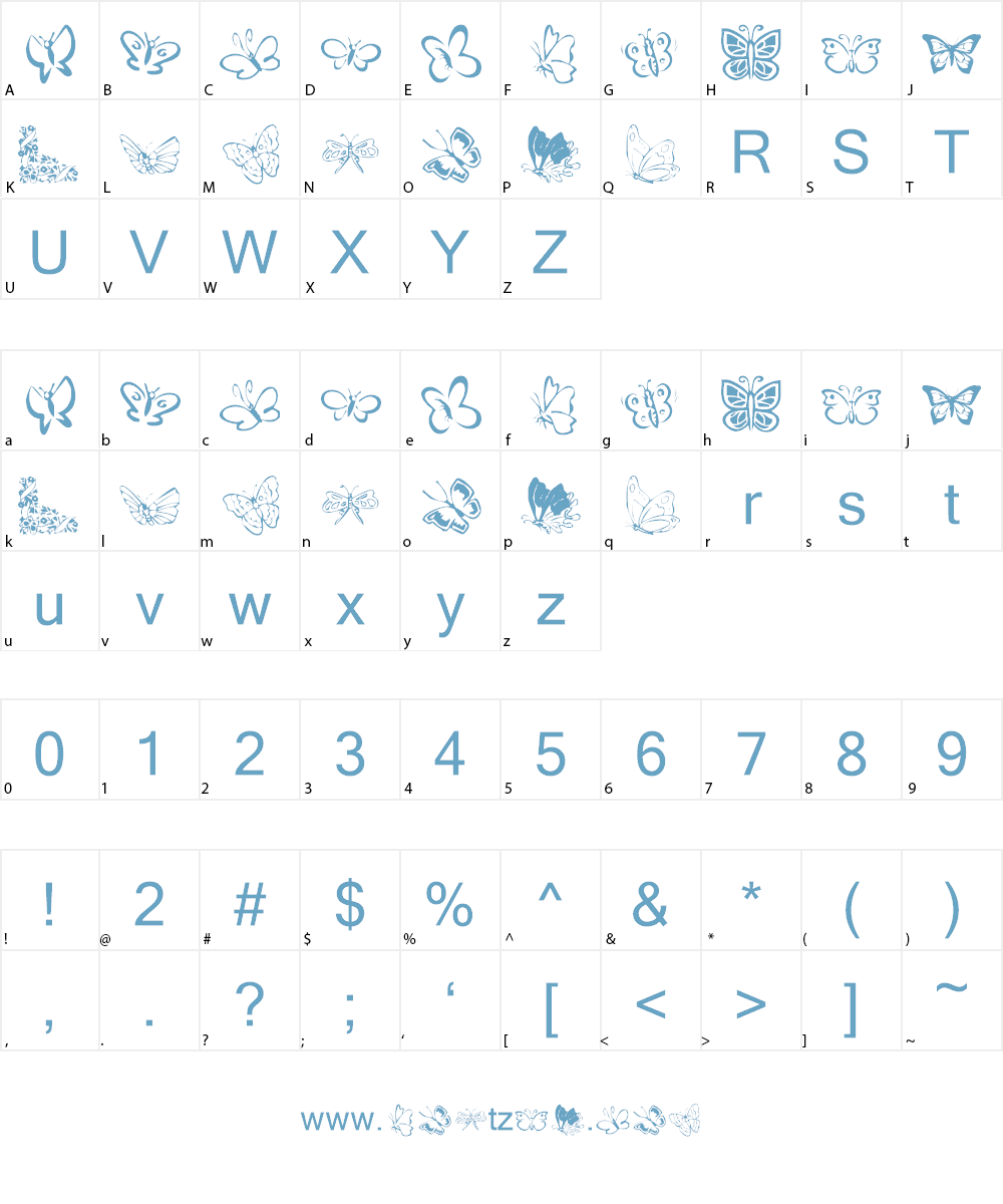 KR Butterflies Font Character